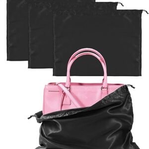 1 Pack Purse Dust Bags for Storage, Silk Dust Bags for Handbags, Dust Covers With Drawstring for Purse Shoes Boots（Black）