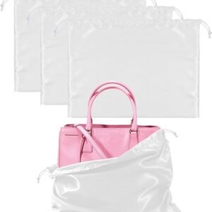 1 Pack Purse Dust Bags for Storage, Silk Dust Bags for Handbags, Dust Covers With Drawstring for Purse Shoes Boots（White）