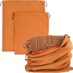 1 Pack Handbag Dust Cover Bags 2 Sizes Purse Dust Bags For Storage Premium Suede Storage Bags With Drawstring For Handbag Purse Flannel For Travel Home Use (Brown)